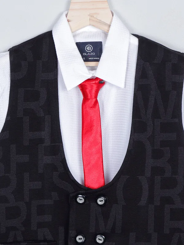 Trendy white and black designer waistcoat for boys