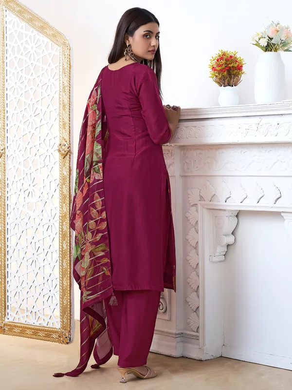 Trendy wine salwar suit for festive