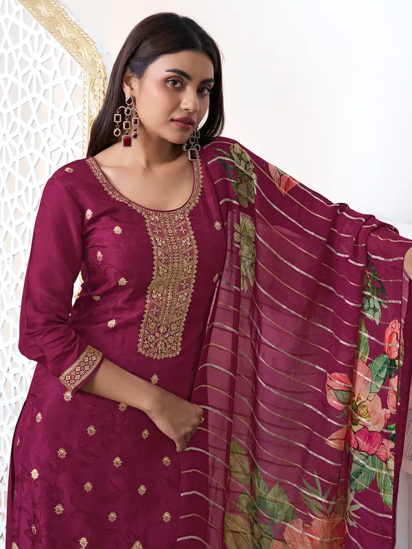 Trendy wine salwar suit for festive