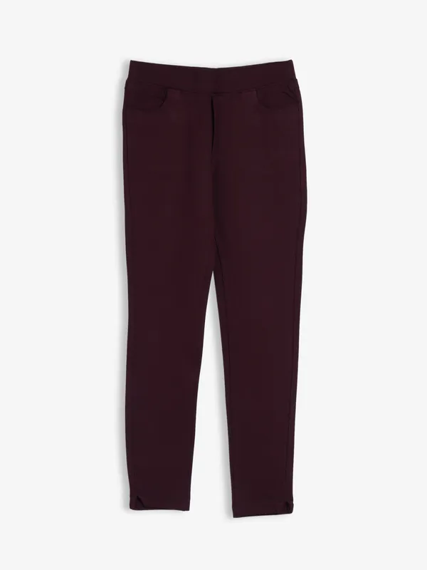 Trendy wine solid jeggings