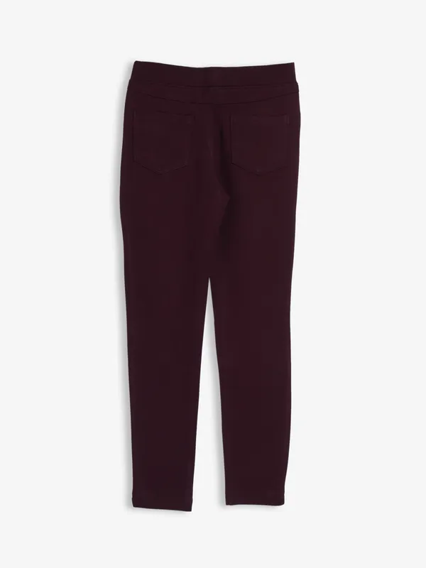 Trendy wine solid jeggings