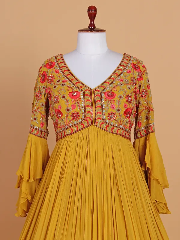 Trendy yellow floor length anarkali suit