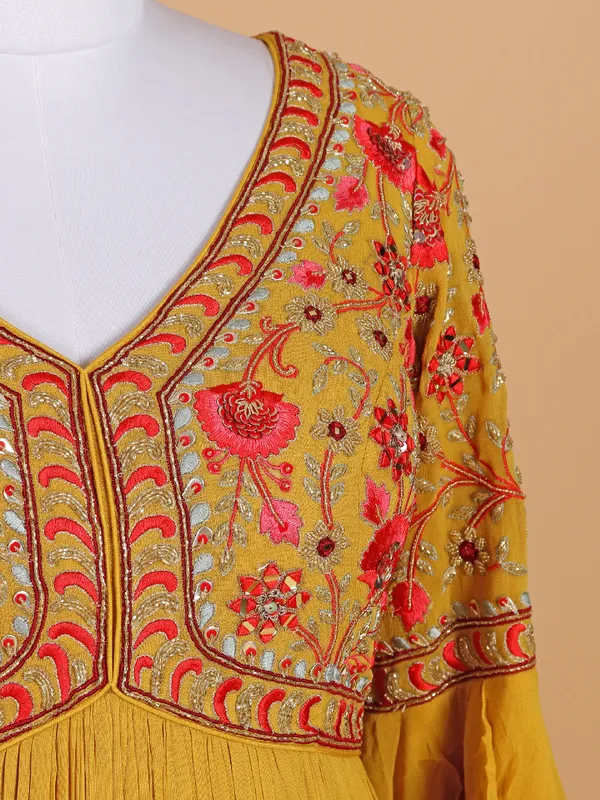 Trendy yellow floor length anarkali suit