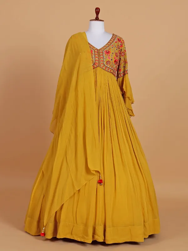 Trendy yellow floor length anarkali suit