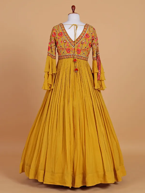 Trendy yellow floor length anarkali suit