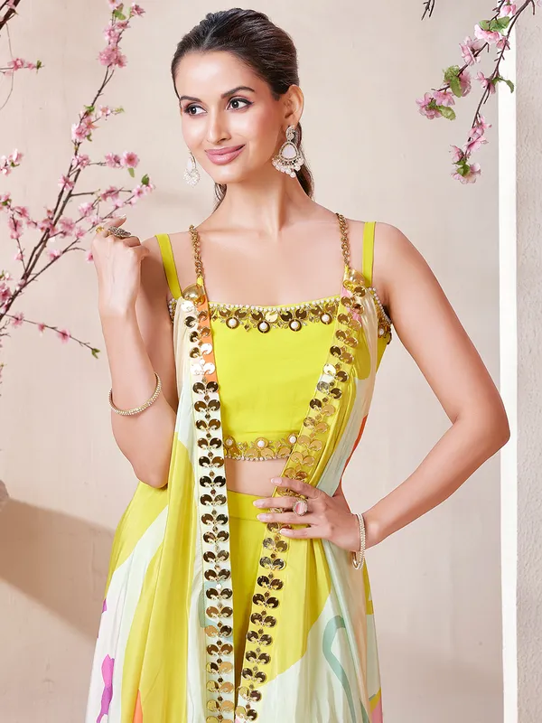 Trendy yellow georgette sharara salwar suit