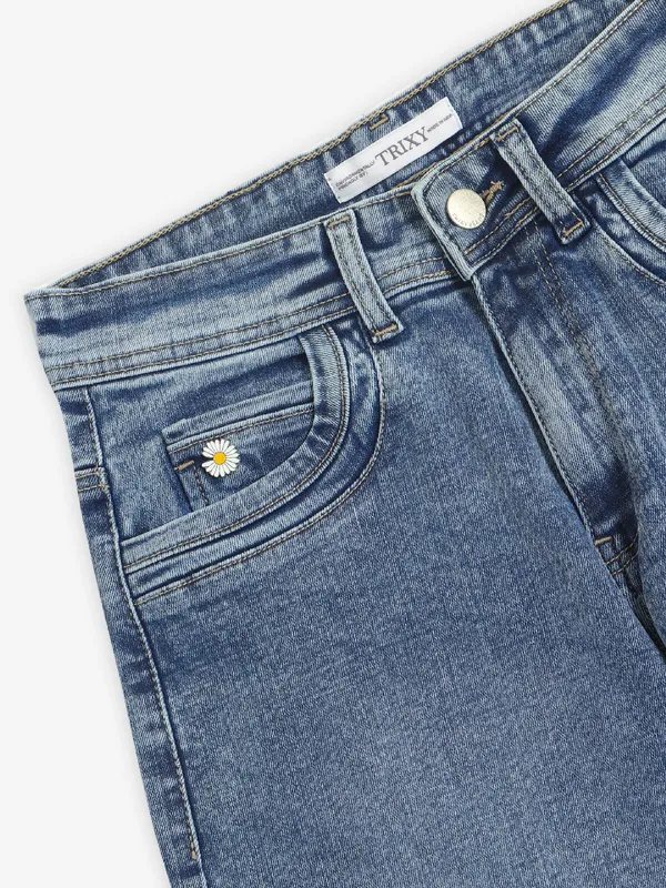 TRIXY washed blue straight jeans