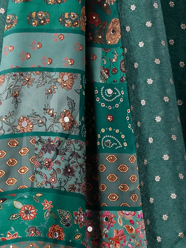 Turquoise green anarkali style salwar suit