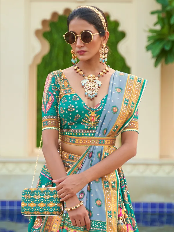 Turquoise green lehenga choli with dupatta