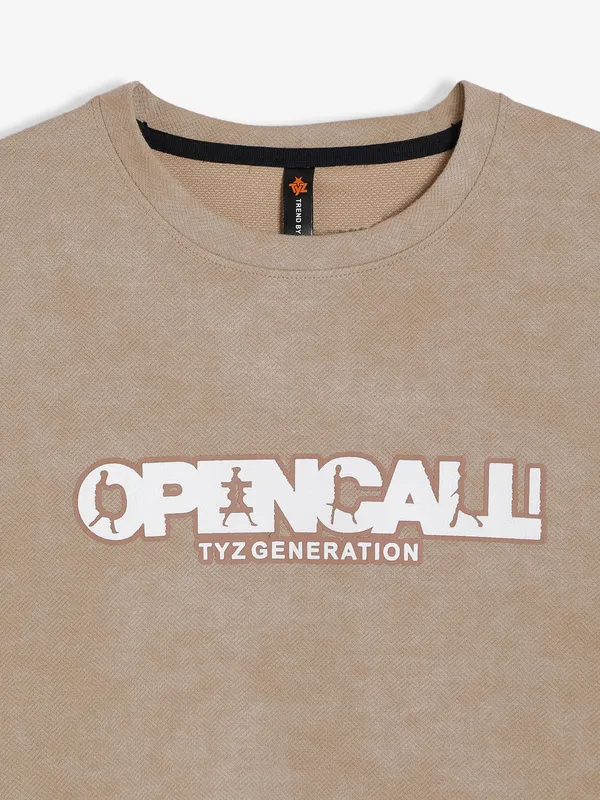 TYZ beige cotton t shirt