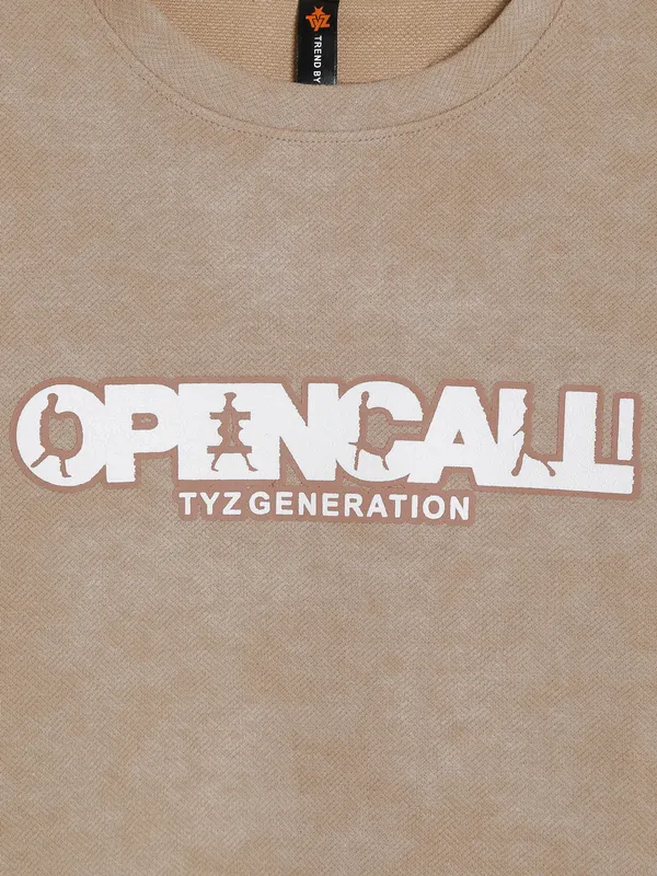 TYZ beige cotton t shirt
