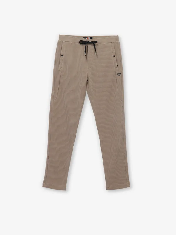 TYZ beige solid cotton track pant
