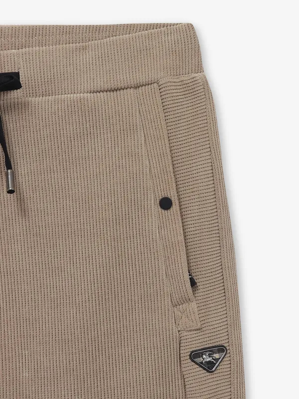 TYZ beige solid cotton track pant