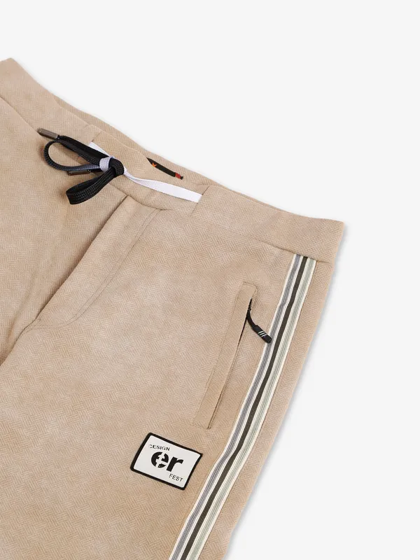 TYZ beige textured cotton track pant