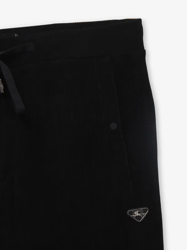TYZ black cotton solid track pant