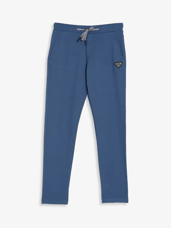 TYZ dark blue cotton solid track pant