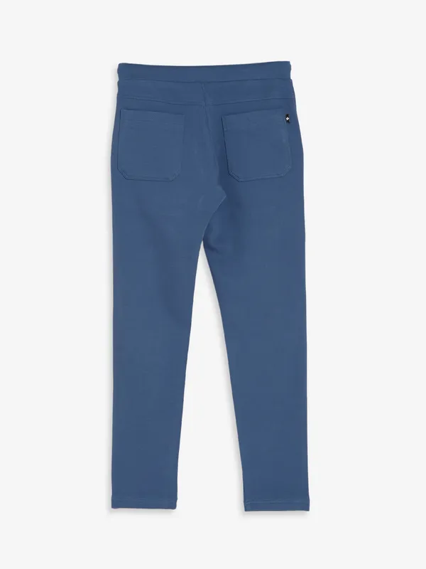 TYZ dark blue cotton solid track pant