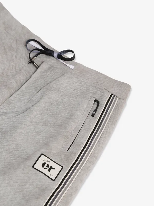 TYZ light grey cotton textured track pant