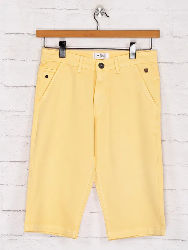 TYZ solid yellow casual wear shorts