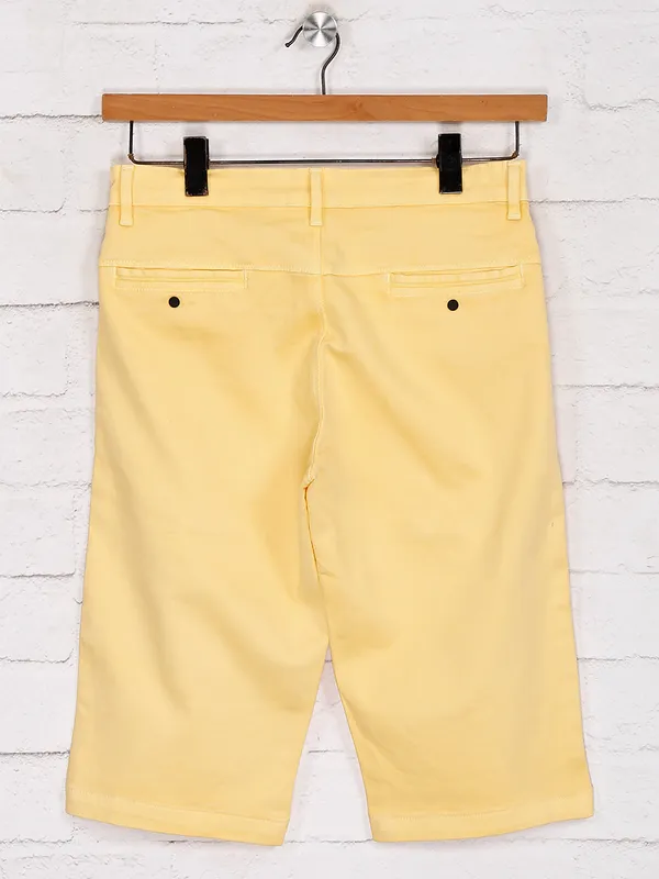 TYZ solid yellow casual wear shorts