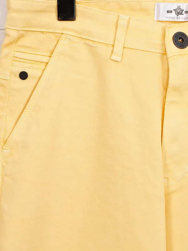 TYZ solid yellow casual wear shorts