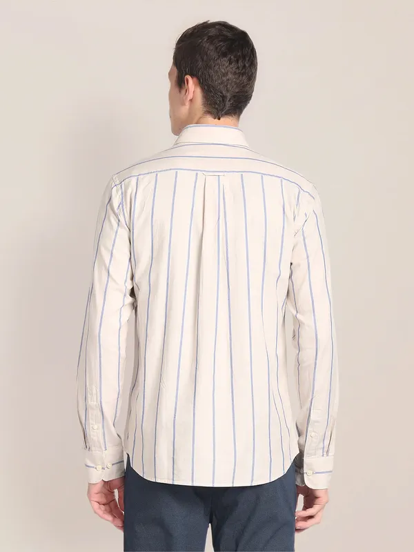 U S POLO ASSN beige stripe shirt