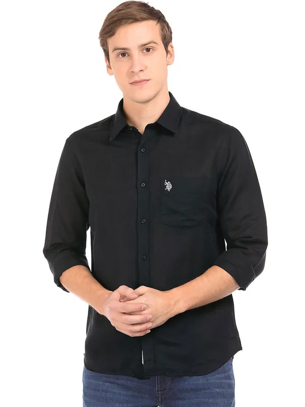 U S Polo Assn black cotton shirt