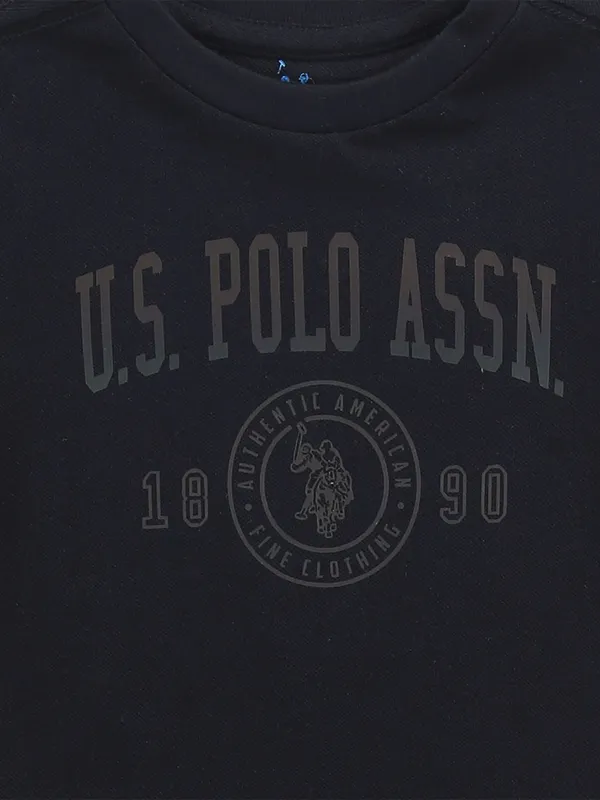 U S POLO ASSN black plain cotton t-shirt