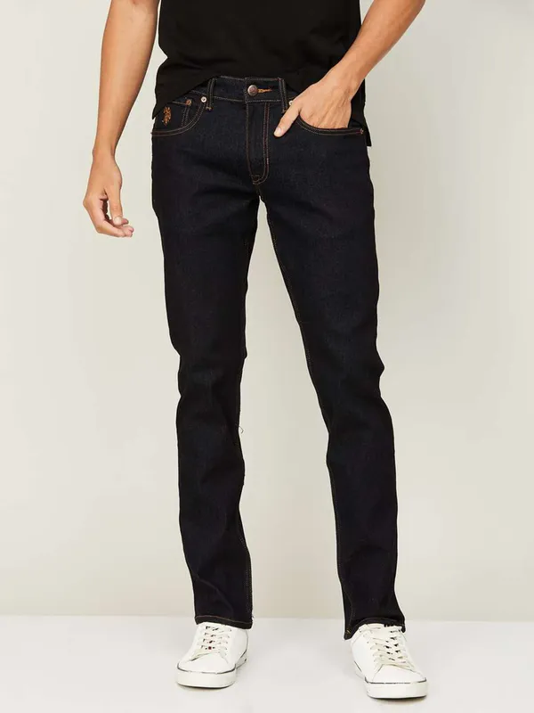 U S POLO ASSN black slim fit solid jeans