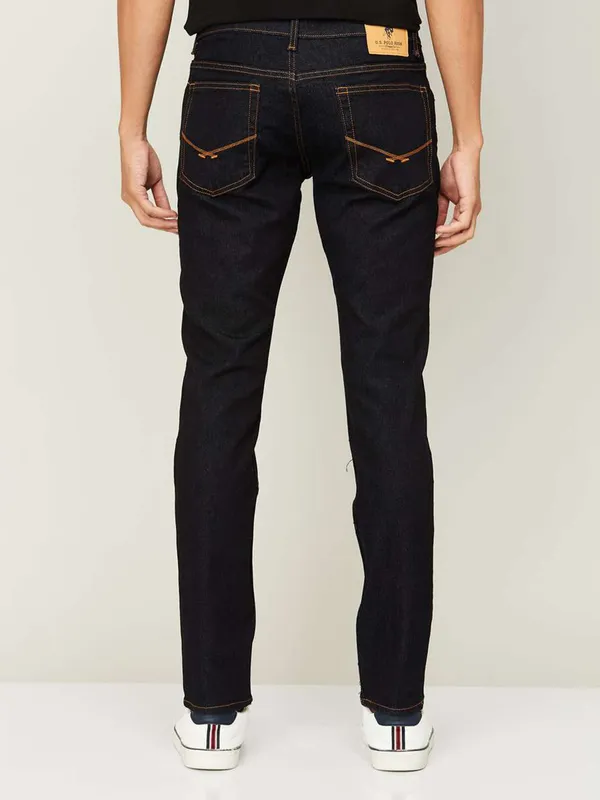 U S POLO ASSN black slim fit solid jeans