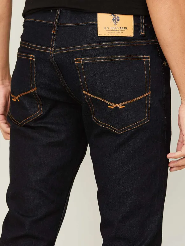 U S POLO ASSN black slim fit solid jeans