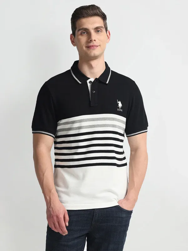 U S POLO ASSN black stripe t-shirt