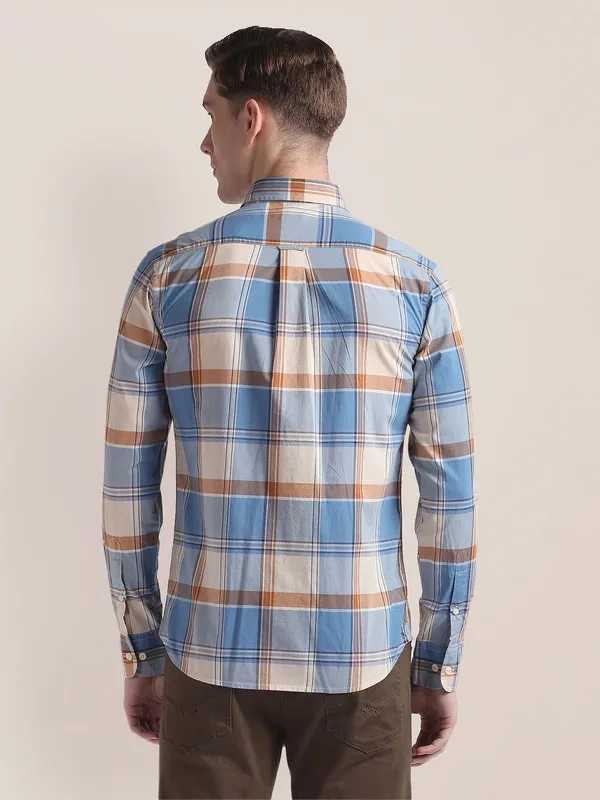 U S POLO ASSN blue and beige checks shirt