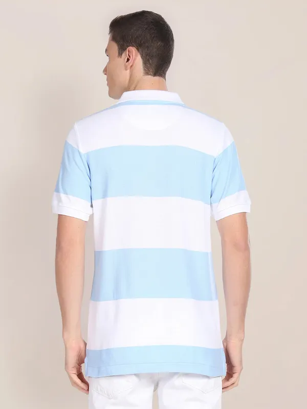 U S POLO ASSN blue and white cotton t shirt