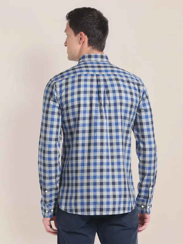 U S POLO ASSN blue checks casual shirt