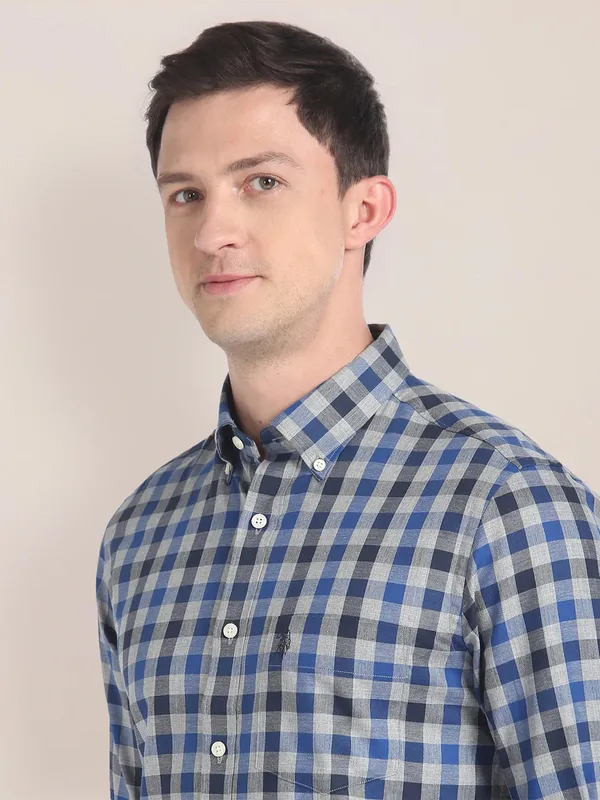 U S POLO ASSN blue checks casual shirt