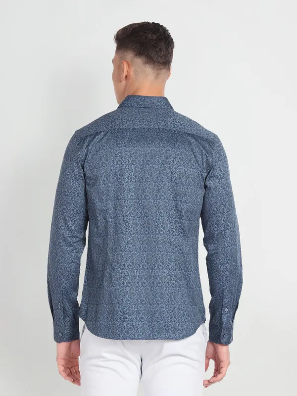 U S POLO ASSN blue printed shirt
