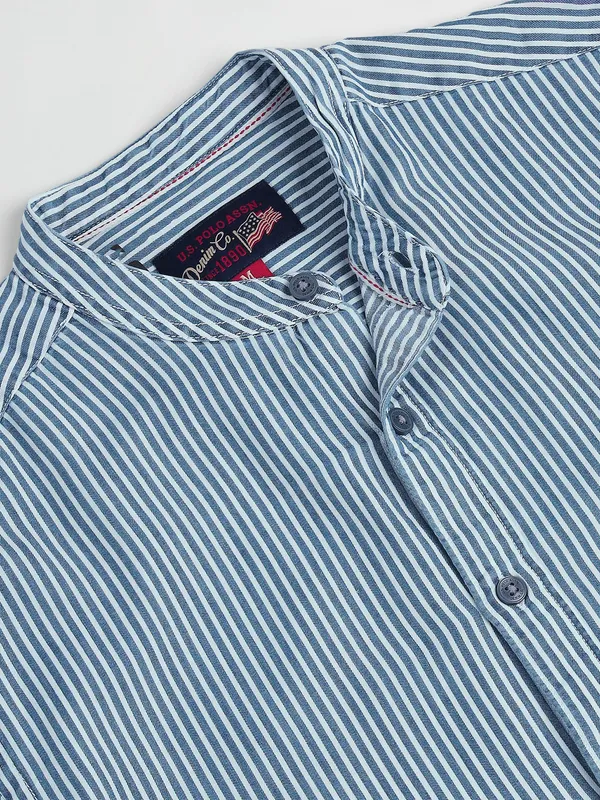 U S POLO ASSN blue stripe cotton shirt