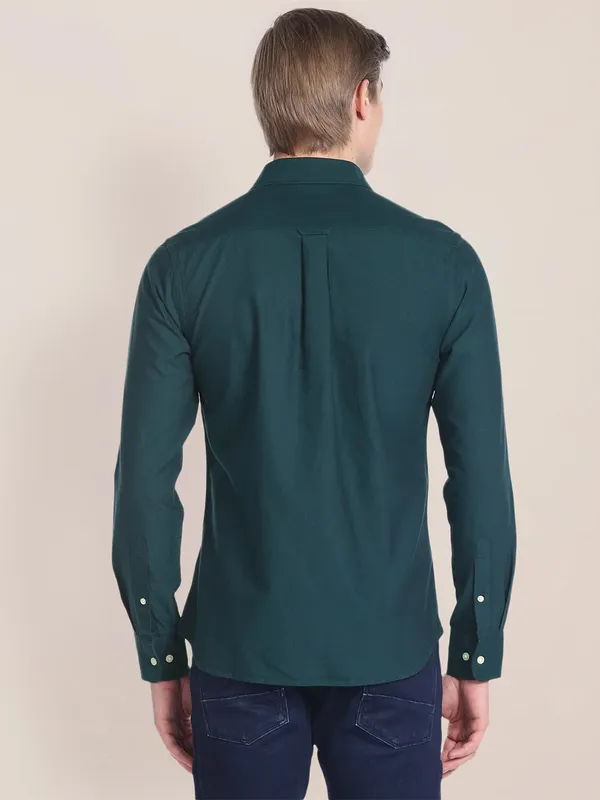 U S POLO ASSN bottle green cotton shirt