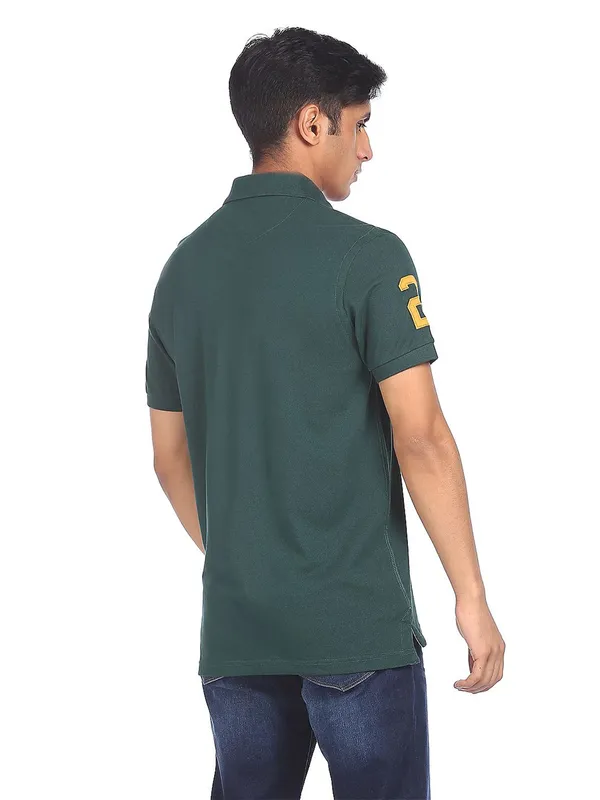 U S POLO ASSN bottle green plain cotton t shirt