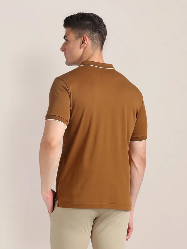 U S POLO ASSN brown stripe cotton t-shirt
