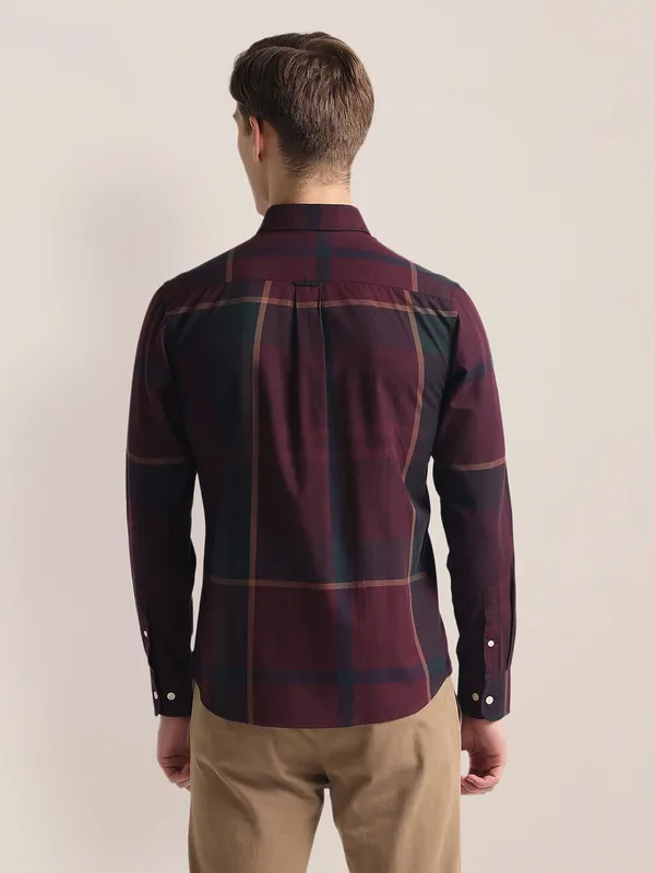 U S POLO ASSN checks cotton maroon  shirt