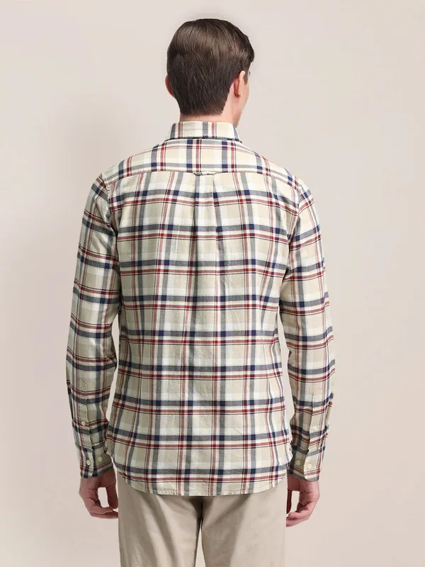 U S POLO ASSN checks pattern off-white shirt in cotton fabric