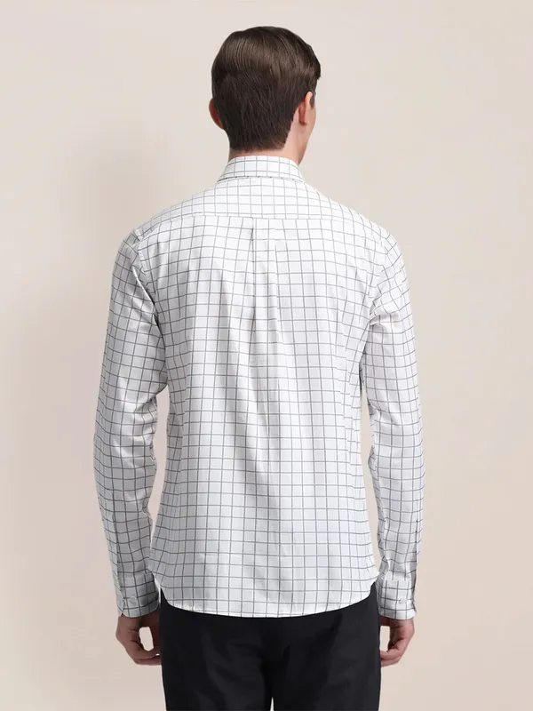 U S POLO ASSN checks pattern white slim fit shirt in cotton