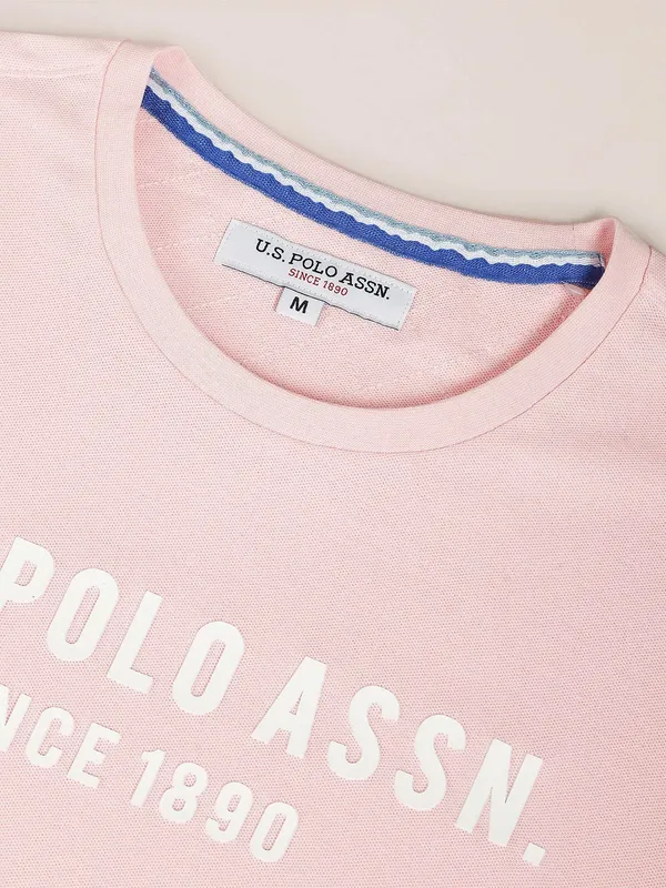 U S POLO ASSN cotton light pink t shirt