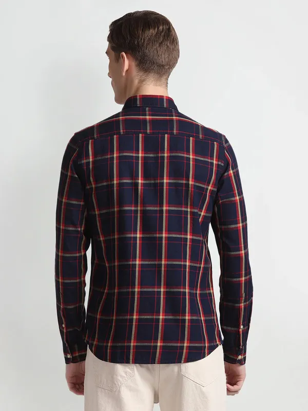 U S POLO ASSN cotton navy checks shirt
