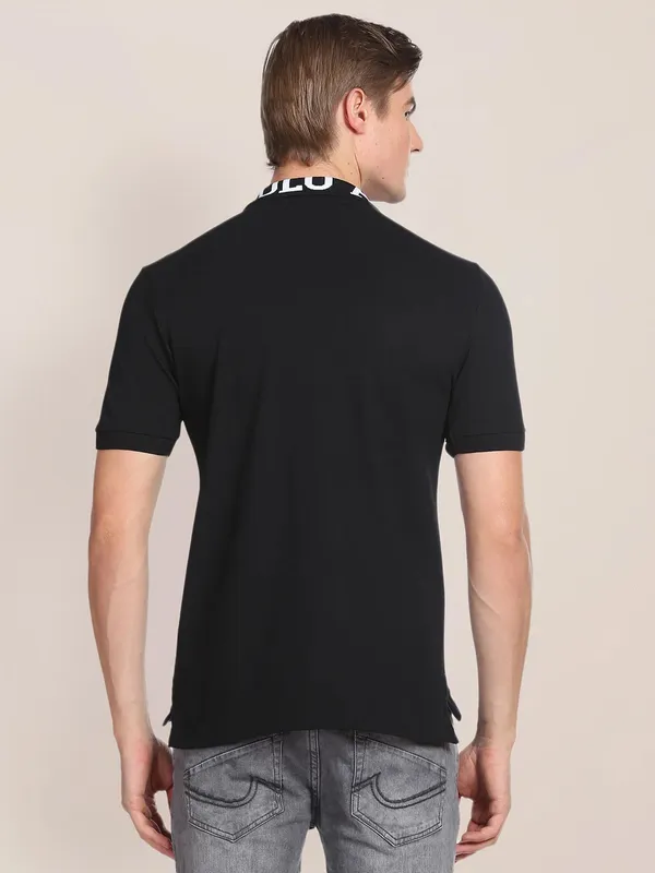 U S POLO ASSN cotton plain t shirt in black