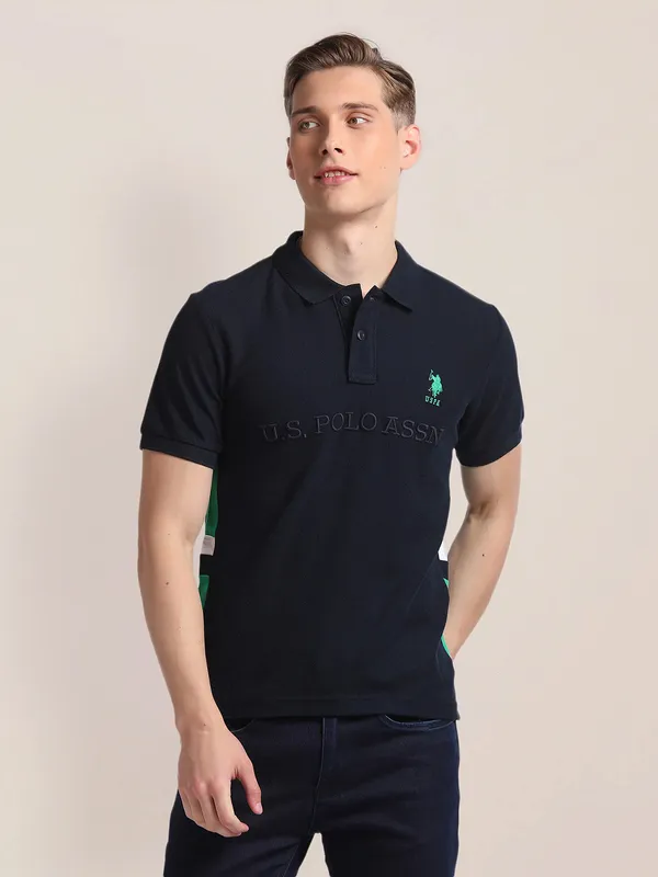 U S POLO ASSN cotton polo navy t shirt