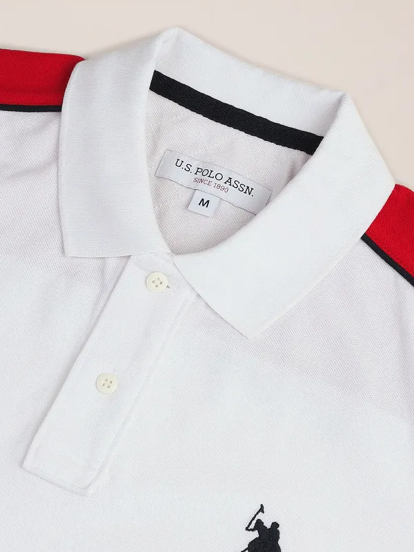 U S POLO ASSN cotton white slim fit t-shirt