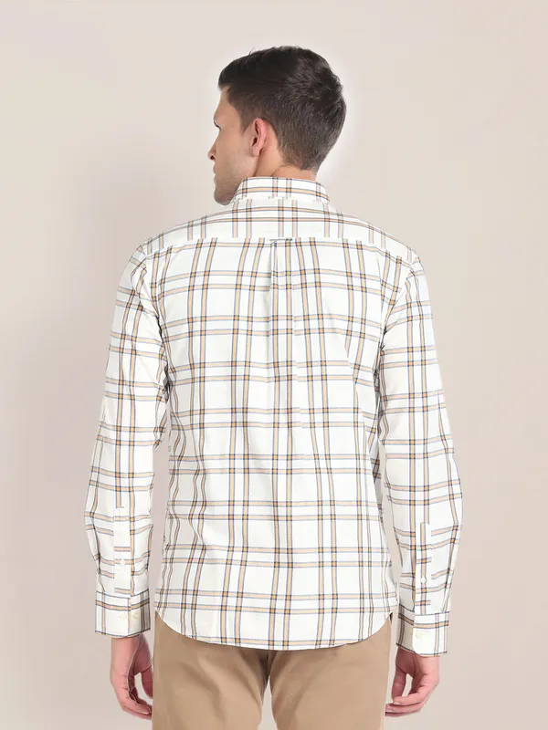 U S POLO ASSN cream checks shirt